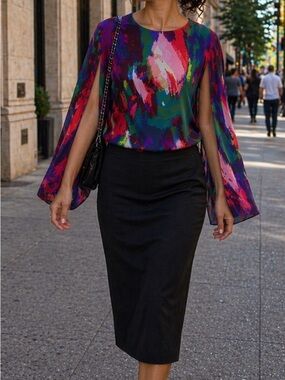 New York & Company Beautiful multi color blouse
